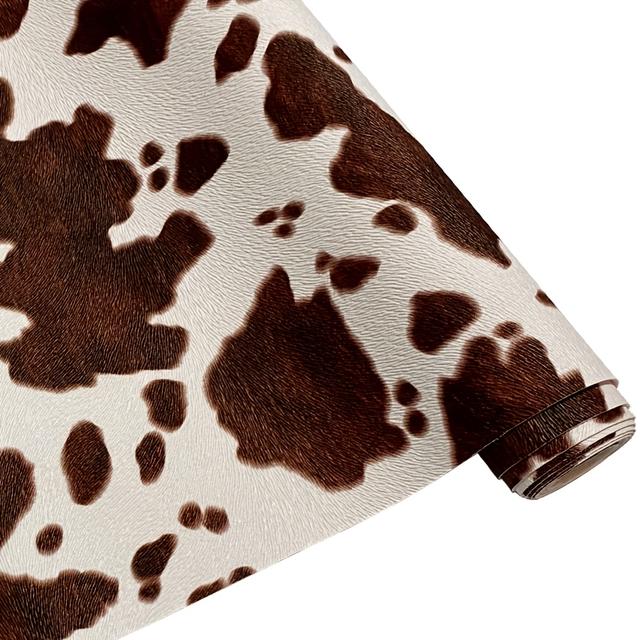 TEMU 1pc Large Size Cow Texture Faux Leather Fabric 16x53 Inch Animal Cow Texture Pattern Faux Leather Roll Suitable For Crafts, Bags, Wallets, Cosmetic Bags, Decoration Making Crafts