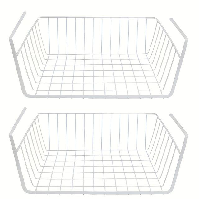 TEMU Modern Wire Storage Rack - Space Saving Hanging Organizer For Kitchen, Pantry, Desk, Outdoor - Cupboard Shelf Basket For Home Organization And Storage Supplies, Shelf Baskets