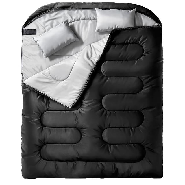 TEMU Zimní venkovní extra velký zesílený dvojitý spacák s polštářem