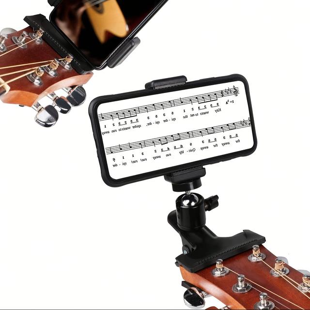 TEMU Soporte Portátil para Guitarra y Teléfono, Base para Transmisiones y Grabaciones, Pinza para Instrumentos, Guitarra, Clip, Bolsa para Ukelele, Soporte para Guitarra, Guitarra Eléctrica