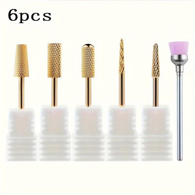 TEMU 6pcs Nail Drill Bits Manicure Grinding Head Cuticle Burr Pedicure Remover Tools For Acrylic Gel Nails Nail Care Tools