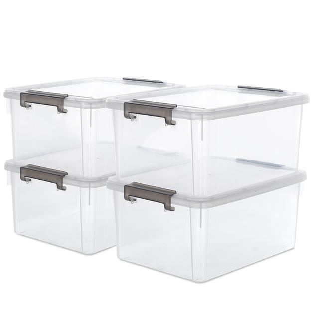 TEMU Citylife 17 Quart Plastic Storage Bins With Latching Lids 4 Packs For Organizing Large Clear Storage Box For Garage Closet Kitchen