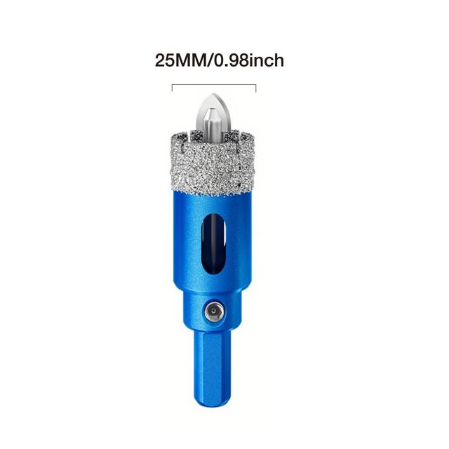 TEMU Diamond-coated Blue Drill Bits With Hex Screws - Precision Centering Drill Design For Marble, Glass, Tile, Granite - Dry And Wet Use, 20-50mm, Drywall Drilling | | Durable Drill Bit