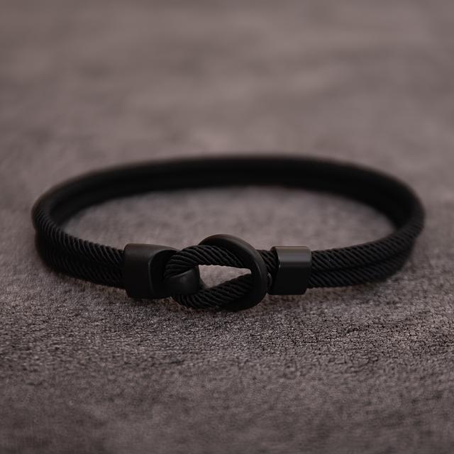 TEMU 1pc European Style Minimalist O-shaped Clasp Braided Bracelet Unisex Milanese Rope Wristband