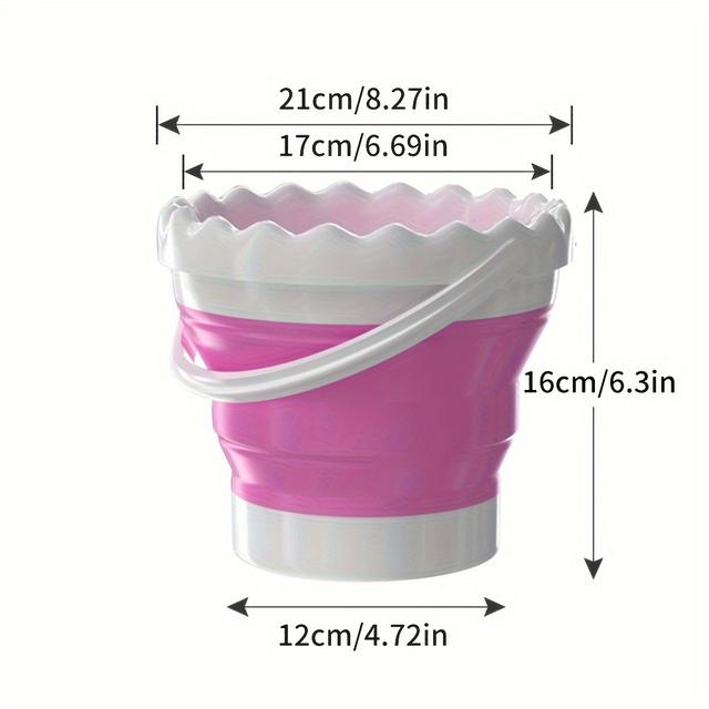 TEMU 3l Collapsible Silicone Bucket - Portable & Foldable For Kitchen, Outdoor, Car Wash & Laundry - Durable Plastic Cleaning Blue/pink, Sea Water Storage, Storage Box, Basin