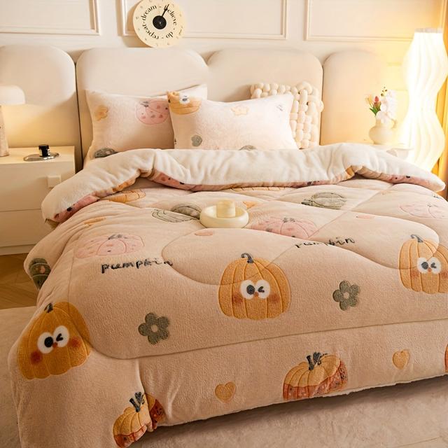 TEMU Edredón de Invierno de Terciopelo con - Pequeño Calabacín