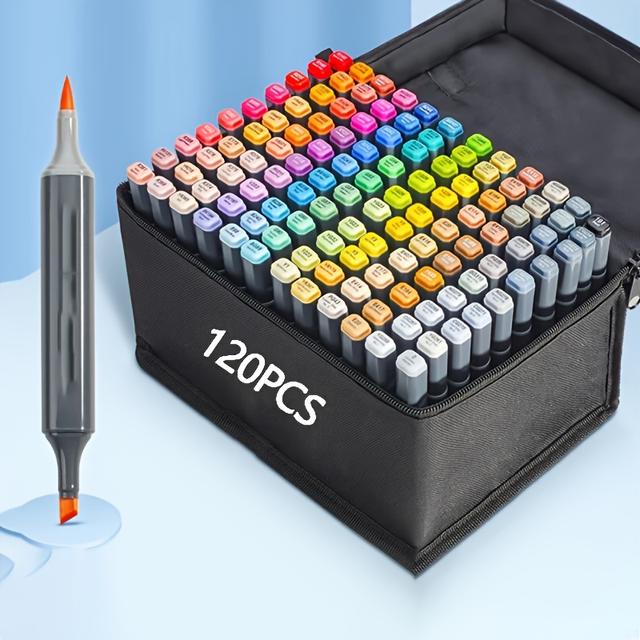TEMU 120 Stück/80 Stück Doppelspitzen-Alkoholmarker, Alkohol-Marker-Set für Zeichnen, Skizzieren Kartenbasteln – Perfekt für Erwachsene