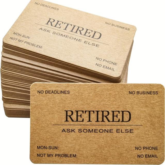TEMU 20pcs Retired Business Cards Paper Funny Retirement Gift (pack Of 20/no Case) For Retired Men, Women, Coworkers, Employees, Boss, Friend, Colleague