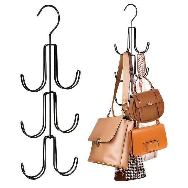 TEMU Stainless Steel Multi-tier Hanger With Painted Finish, Heavy-duty Storage Organizer. Suitable For Bags, Scarves, Belts, And Accessories - Space-saving, Non-slip Design, Versatile Wardrobe Hanger