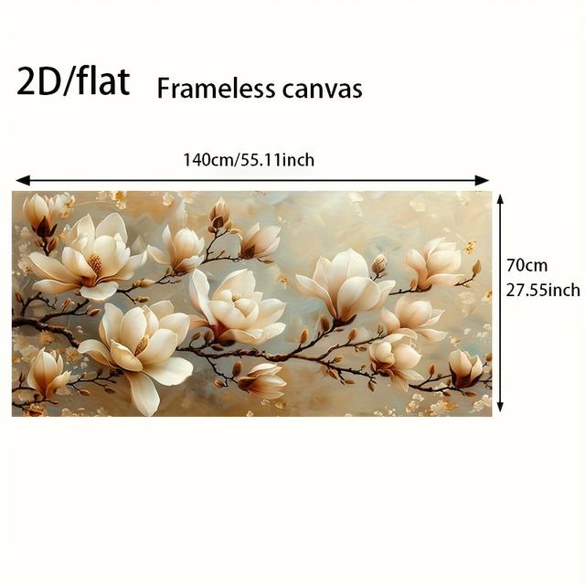 TEMU 1 pieza de de moderno sin de flores de magnolia, 27,55" x 55,11" - Diseño floral elegante y dorado para decoración de o dormitorio, no , de pared de dormitorio | elegante | sin , de pared de