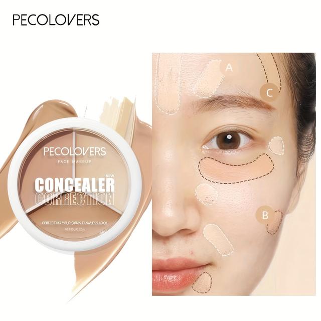 TEMU Таргетована реклама + Триколірна палетка консилерів + Палетка тіней з перламутровим матовим консилером та пензлем для маскування темних кілець