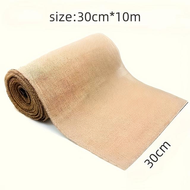 TEMU Přírodní béžová jutová role o šířce 25/30 cm a délce 10 metrů – vhodná pro řemesla, vánoční ubrusy a závěsy na židle, svatební dekorace, běhouny na stůl