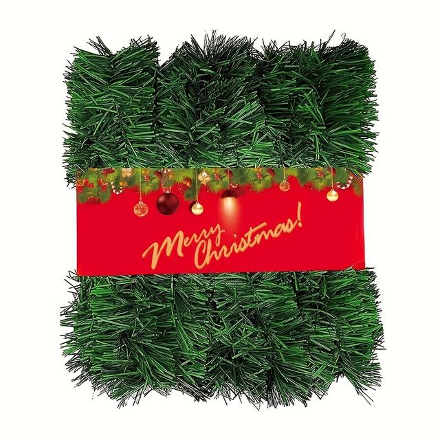 TEMU 50 قدم إكليل تينسيل أخضر، زينة صنوبر اصطناعية لعيد الميلاد، ديكور إكليل لتزيين الكريسماس وحفلات الزفاف والعطلات