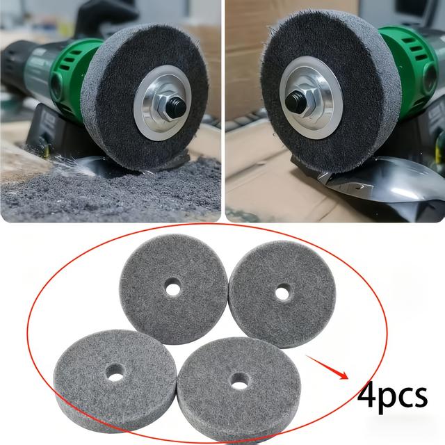 TEMU 4pcs Polishing Grinder Machine With 3-inch Fiber Polishing Wheel & Stainless Steel Suitable For - Heavy-duty Grinding & Polishing, For Metal, Wood, Plastic,