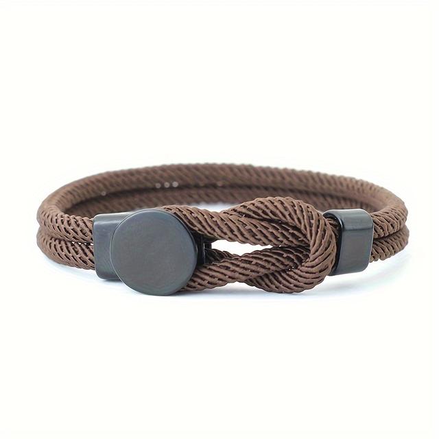 TEMU Pulsera de Cuerda Punk para Hombres, Accesorio de Mano de Ocio, Cordón de 4mm, Regalo para Esposo o Novio, Pulsera para Motociclistas, Brazalete a Juego