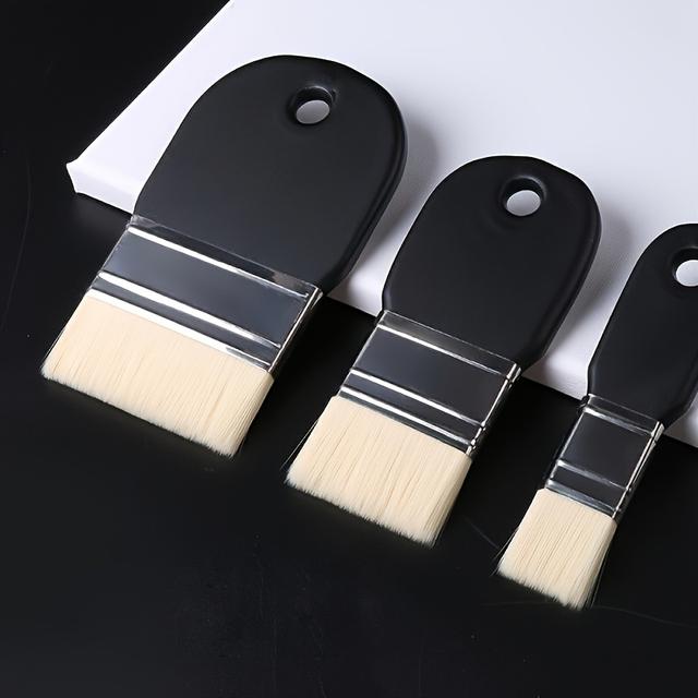 TEMU 3pcs Flat Brush Set For Acrylic, Oil, Oil Paint, Varnish, Watercolor, Painter, Student, Artist And Watercolor Paint Nylon Brushes