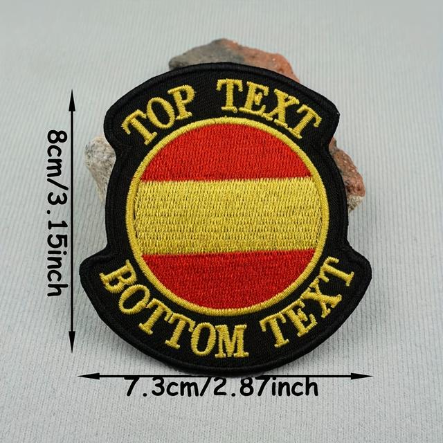 TEMU 1 Parche Bordado Personalizado con Diseño Irregular de Española, Texto de Personalizado. La con Adhesivo Termofusible, Respaldo de Fieltro y Gancho, Ideal para Decorar Ropa y Mochilas