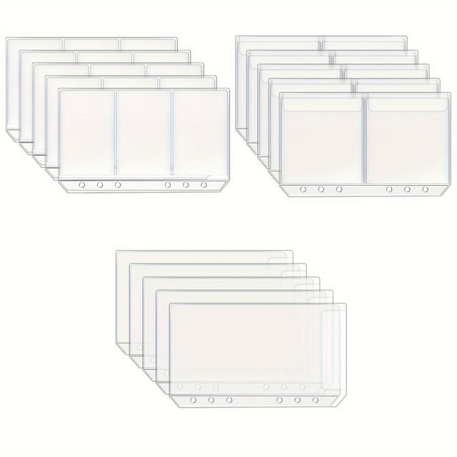 TEMU 15-pack A6 Binder Pockets, 6-hole Clear Pvc Cash Envelopes, Loose Leaf Sheet Protectors, Name Card Business Card Sleeves, Weekly View, Undated, For Adults