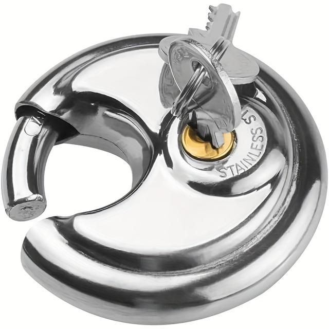 TEMU 1 ชุด, กุญแจหนึ่งลูก + สองกุญแจ, ล็อคดิสคัสแบบวงกลมพร้อมกุญแจ สำหรับตู้ล็อกเกอร์, โรงเก็บของ, รั้ว, โรงรถ, อาคารคลังสินค้า, ยิม - ล็อครักษาความปลอดภัยทนทาน