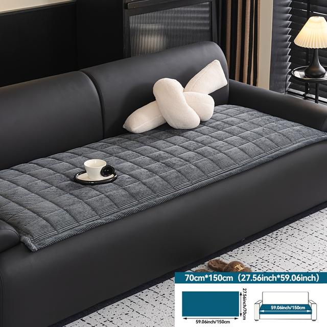 TEMU 1pc Corduroy Sofa Cushion, Plush Feel, Plaid Stripe Solid , Modern Home Decor, Machine Washable, Suitable For 2, 3, 4 Seater Sofas, Ideal For Home Use