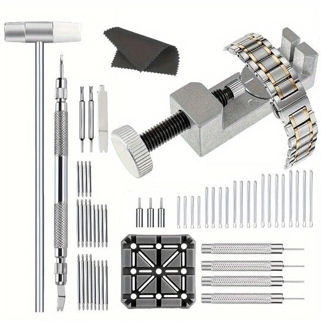 TEMU Horlogeband Band Link Pins Verwijderaar Reparatie Tool, met 3 Vervanging, 20 stuks Klinknagel, Veerstang Gereedschap Set, Kop