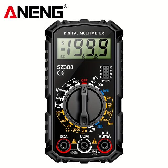 TEMU ANENG 1999 Számláló Multiméter Háromrudas Buzzerrel, AC/ Feszültség Mérés, 10A Áramerősség Kapacitás, HFE Multiméter Eszköz, Digitális Teszter (Elem Nem Tartozék)