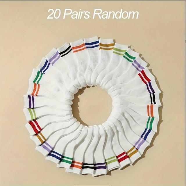 TEMU Um conjunto de 20 de meias de coloridas para crianças, adequadas para desporto diário, com cores aleatórias