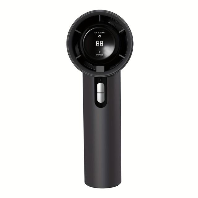TEMU Portable Handheld Fan With Digital Display, Usb- Mini Cooling Fan Suitable For Indoor/outdoor Use, Desk & Travel - , Long , Usb, Compact Cooling Device