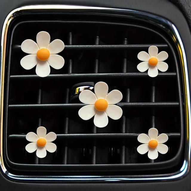 TEMU Pięć uroczych wzorów stokrotki - klipsy do wentylacyjnej samochodu, dekoracyjne klipsy do otworów wentylacyjnych w samochodzie i dodatki do wnętrza, bez baterii