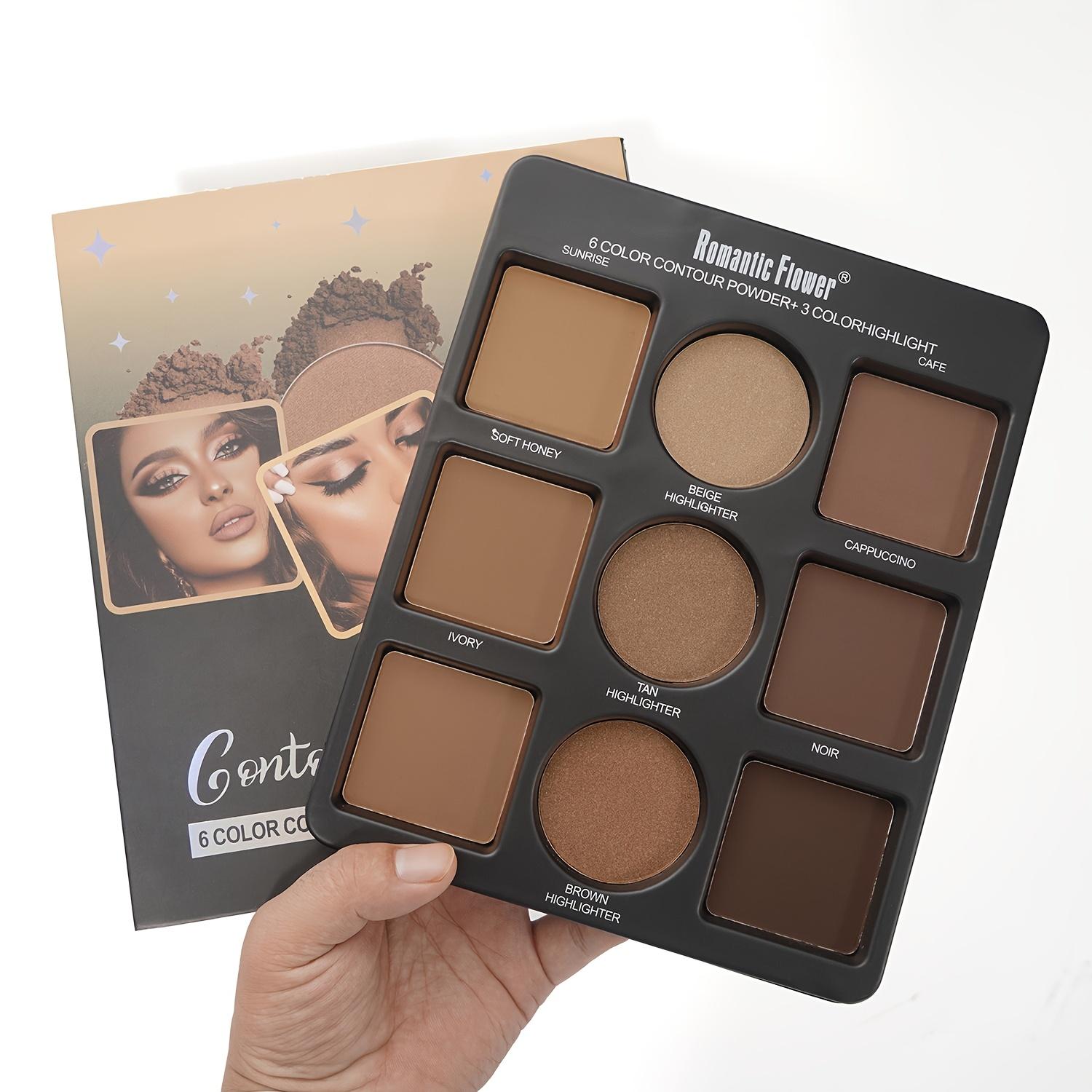 TEMU 9 Colors Powder Palette, 6 Colors Contour Powder & 3 Colors Highlight Palette, Waterproof, Matte, Full Coverage Face Makeup