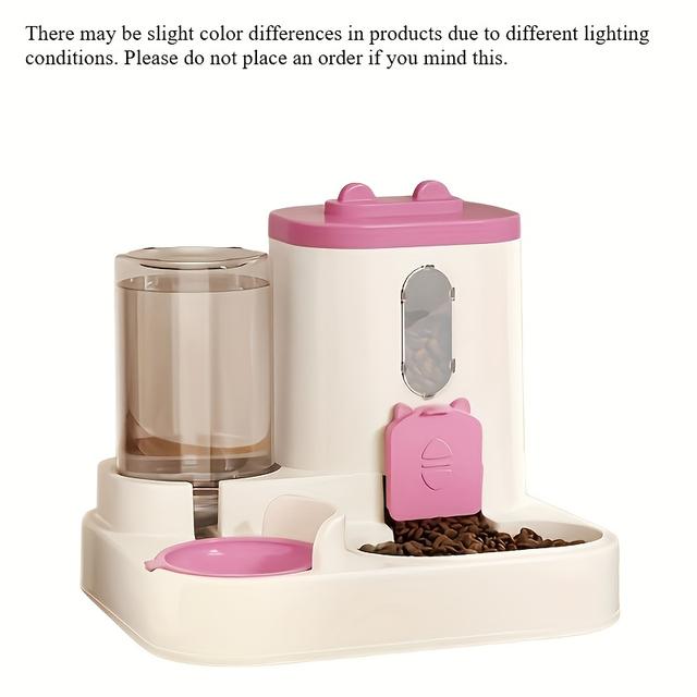 TEMU 1 Set 2-in-1 Cat Food And Water Dispenser: Cute Design, Fully Automatic Operation, No Batteries Or Electricity Needed. Compact Size, High-quality Material, Daily Feeding Needs