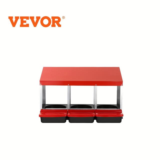 TEMU 1pc Vevor 3-compartment Metal Chicken Nesting Box, Egg Laying Containers With Protective Bottom Holes, Durable Farm Equipment For Enhanced Egg Production And Safety