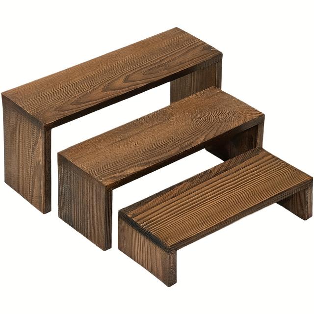 TEMU 3-stufige Holz-Präsentationsständer – Vielseitiger Lebensmittel Party Organizer für Zuhause, Büro & Kche | Mehrzweck Regalhalterung Pflanzen Sammelobjekte Dékorative Gegenstand