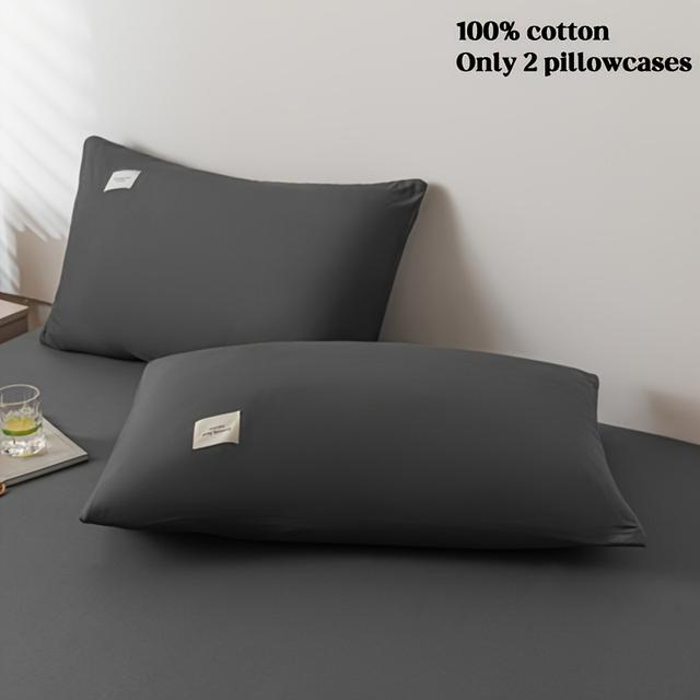 TEMU 2-pack 100% Cotton Solid Color Pillowcases, Envelope Closure Design, Includes 2 Pillowcases (pillow Inserts Not Included). Simple And For Bedroom, Dormitory, Living Room Bedding And Home Decor