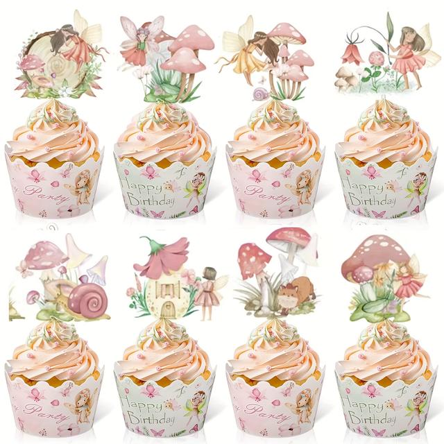 TEMU 36 Stück Tischdekorationen im Feenstil, inklusive Tischdekorationen und Blumen-Tops für eine Feengarten-Geburtstags- oder Babyparty