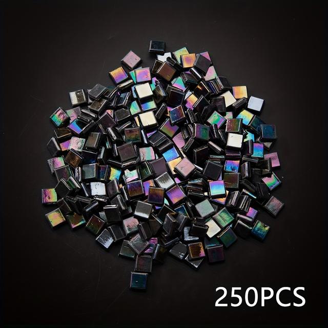 TEMU 250 Stück schillernde Glasmosaikfliesen, Karomuster, Heißschmelze, für DIY-Basteln, Untersetzer, Topfdekor, Geburtstagsgeschenke