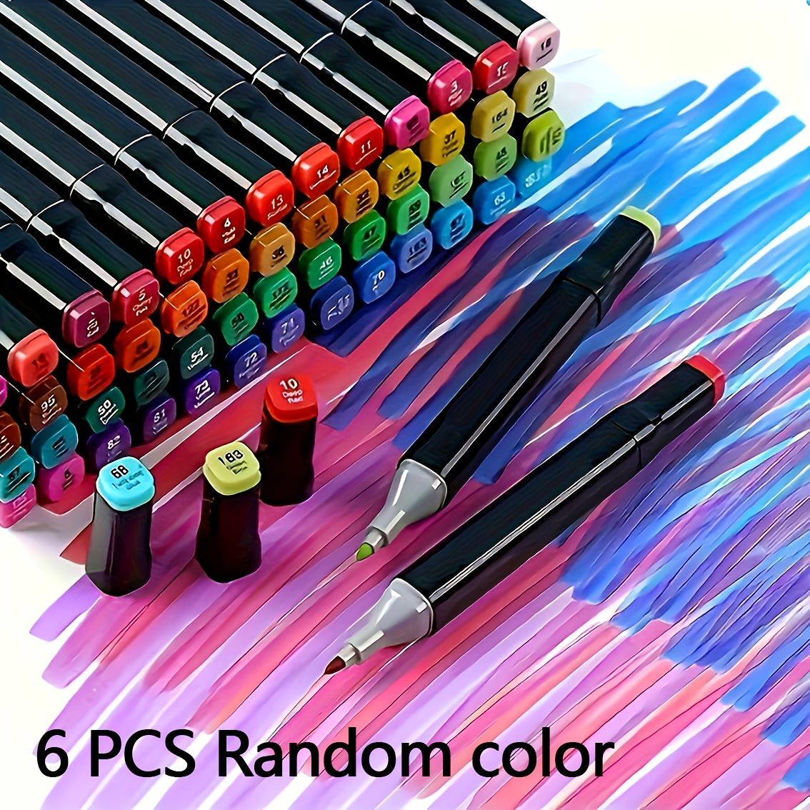 TEMU Marqueur d'art de bande dessinée à têtes - 6 couleurs aléatoires, avec pointe de et stylo | Encre non à séchage rapide, convient aux comics/animation | Fournitures scolaires et cadeaux pour