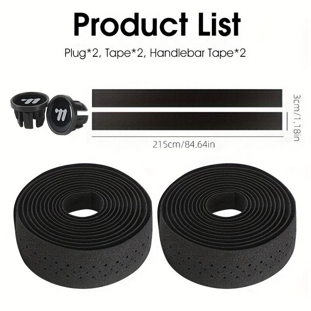 TEMU West Biking Eva Handlebar Tape (pack Of 2) In Black - Enhance Your Cycling Experience With A Comfortable Grip (pack Of 2, Black)