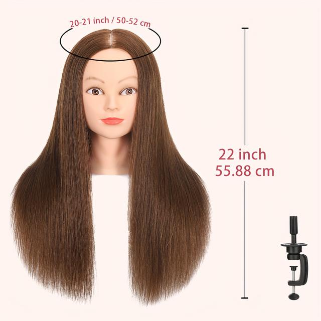 TEMU Zomoi Real Hair Mannequin Head With Human Hair - Suitable For Styling, Curly/straight//perm/color-treated, Clamp- Training Doll For Hairdressers, Cosmetology Students & Salon Practice (no Glue/)