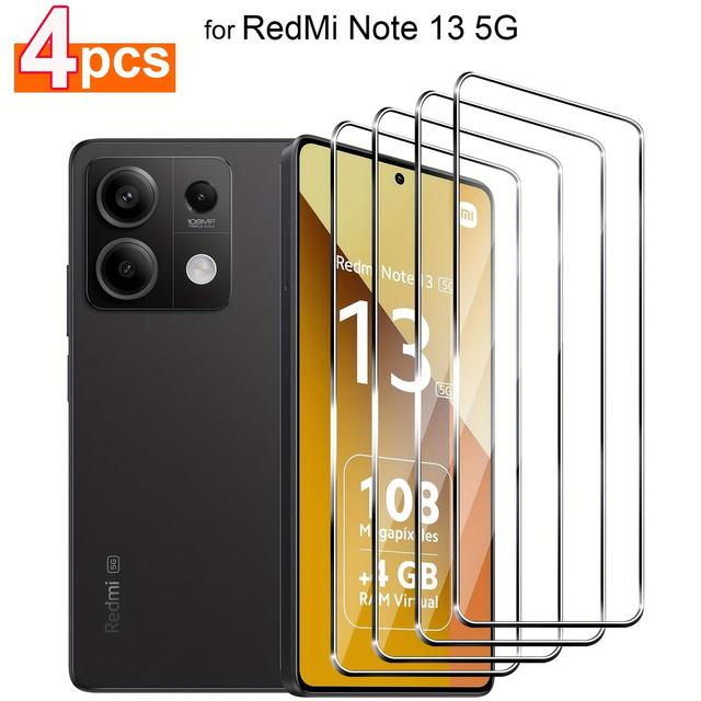 TEMU Set Of 4 Tempered Glass Screen Protectors For Xiaomi Redmi 13 Note 13 4g Pro 5g 13c With 9h Hardness And Ultra Clear End