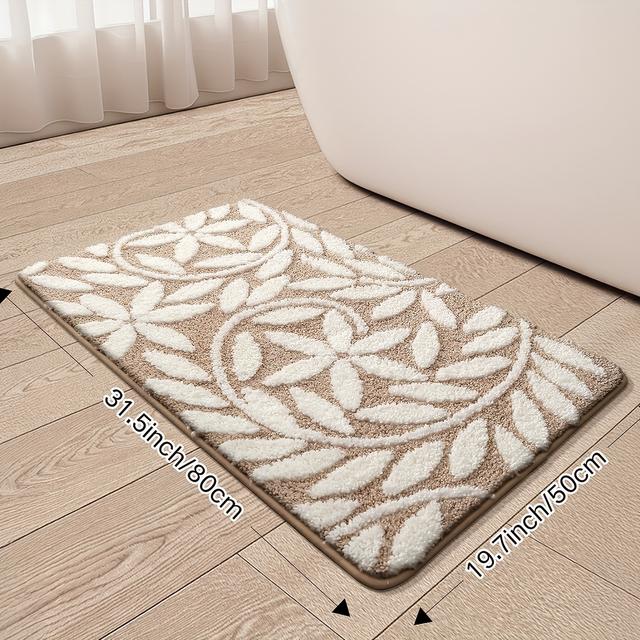 TEMU 1개 빈티지 디자인의 플러시 욕실 러그, 흡수성이 뛰어나고 부드러움, 미끄럼 방지 표면 특징, 욕실, 싱크대, 욕조 및 샤워 공간에 적합, 가을 홈 데코레이션에도 적합