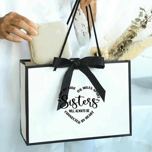 TEMU Chic Sisters Gift Bag, Paper Gift Bag For Birthday, Lightweight & Foldable Shopping Handbag, Thank You Gifts, Party Favors