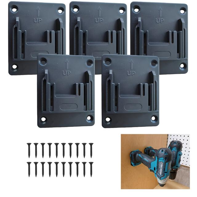 TEMU A Set Of 5 Tool Drill Stands, Compatible With Makita 18v Lithium-ion Drill Tool Mounts, Includes 20 Screws.