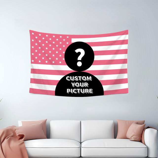 TEMU En anpassad rosa eller blå flagga personligiserad med din bild, tapetposterkonst för att dekorera klubbar, konserter, , studentboenden, vardagsrum och sovrum.