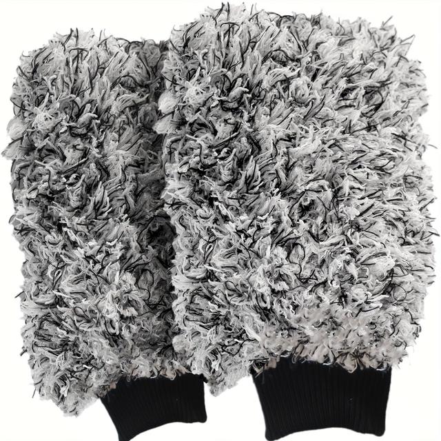 TEMU Car Wash Gloves, Made Of High-quality Fibers For Car Cleaning, 2pcs Set
