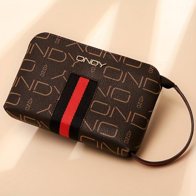 TEMU 여성용 레터링 프린트 빈티지 클러치백, 지퍼가 달린 경량 코인 퍼스, 고정 손목 스트랩이 있는 휴대폰 지갑 핸드백, 미니 동전 지갑, 비즈니스 여성용 캐주얼 현금 지갑|핸드폰가방