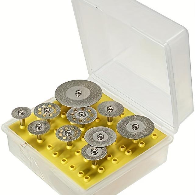 TEMU 10-pack Diamantsågblad för Glas, & Trä - Mångsidiga Skärskivor .0mm Skaft, 16-40mm Diameter - Inkluderar Hållbar Plastförvaringslåda