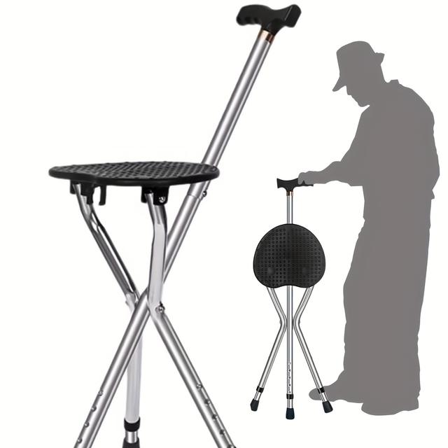 TEMU Taburete Plegable Ajustable para Adultos con Mango Esmerilado - Soporte de 200kg para Acampar/Evénidos al (No Magnético, Diseño de Bloqueo de Seguridad)