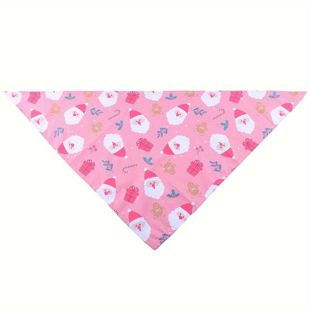 TEMU 1pc Bufanda de Disfraz Navideño para Mascotas con Estampado de Santa Claus de Dibujos Animados, de Regalo, Bufanda Triangular para Perros, Bufanda para Saliva