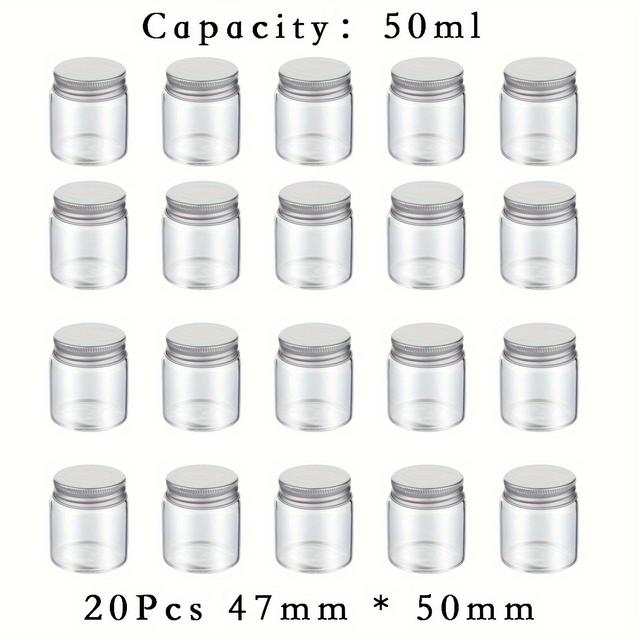 TEMU 20-pack 50ml Glass Jars With Aluminum And Hemp Rope, Mini Sealable Bottles For Wedding Favors, Baby Shower, Seed Collection, Art, Samples, Grain, Tea, Candle Storage
